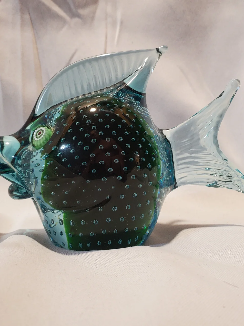 Vintage Galiano Ferro Murano Glass Fish Bullicante Controlled Bubble